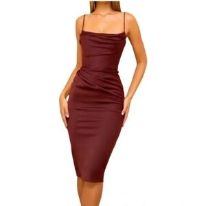 House of CB Burgundy Midi Dress